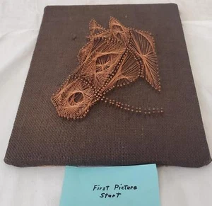 Vintage Horse Head Art Copper Wire Nail Art Canvas - Imagen 1 de 4