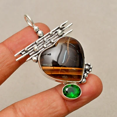 Ciondolo gioiello in argento sterling 925 fatto a mano con pietra preziosa oc... - Immagine 1 di 4