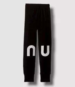 $45 Nununu Kid's Girl's Black Logo Stretch Leggings Size 3-4 - Picture 1 of 2