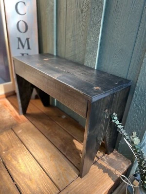 Simple Classic Little Black Wood Bench 30” Long by Colliers Wood Shop - Image 1 of 4