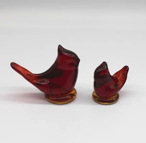 Titan Cardinal of Love Red Bird Art Glass Signed Amberina Cadmium Glow 1990 - Picture 1 of 5