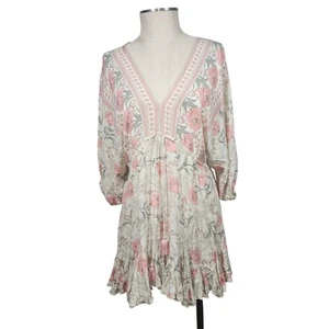 Aakaa sz M ruffled short boho dress swim cover floral  - Picture 1 of 7