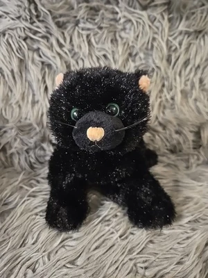 Webkinz Black Cat Plush HM135 RETIRED No Code Stuffed Animal Green Eyes  - Image 1 of 4