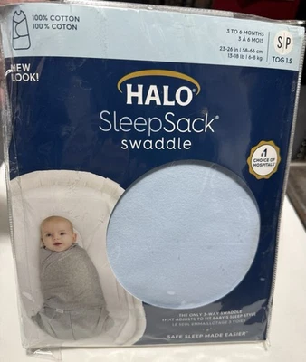 HALO SleepSack Swaddle 100% Cotton Baby Blue Wrap Style Small 3-6 Mos TOG 1.5 - Image 1 of 4
