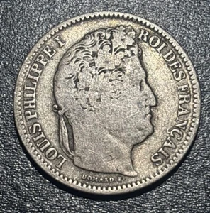1847 A France King Louis Philippe Silver AR 2 Francs Paris Mint Coin - Picture 1 of 3