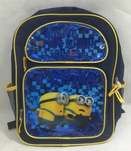 Despicable Me Boys 16" Large Backpack Bag Shiny Minion Plus Minion=Chaos Front - Picture 1 of 4