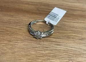 14KT Diamond Ring cluster White gold Sz 6.5 - Picture 1 of 6