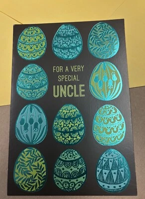 Tarjeta de felicitación Happy Easter UNCLE muy especial pensando en ti 5”x7” sello Foto 1 de 4