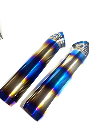 Titanium blue burnt exhaust mufflers x2 single exit FRS BRZ STI S2000 NSX Supra - Image 1 of 4