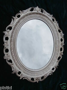 Baroque Wall Mirror Oval Antique Silver Bathroom 58x68 Floor Shabby