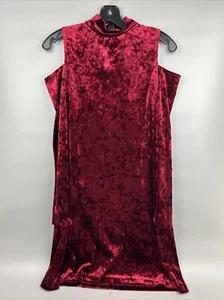 Design Lab Lord & Taylor Maroon Velvet Turtle Neck Dress Open Shoulders Sz: S - Picture 1 of 12