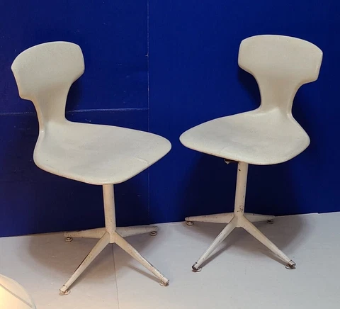 Vtg PAIR Jacobsen Fiberglass Shell T-Chairs Mid Century Danish Modern Eames Era Cover
