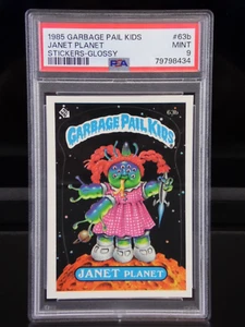 1985 GARBAGE PAIL KIDS STICKERS JANET PLANET GLOSSY #63b OS2 GPK CARD PSA 9 MINT - Picture 1 of 7