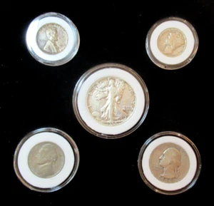 1938 US Birth Year 5 Coin Set in Original Box 3 Silver Coins COA - Picture 1 of 5