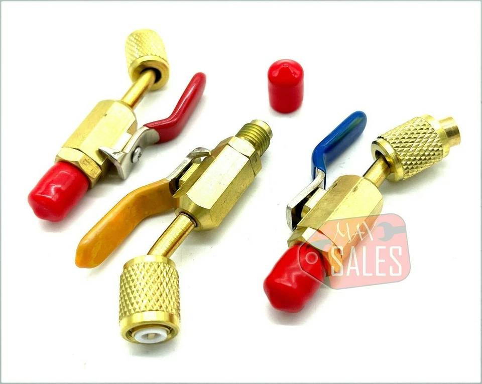 CALHAWK 3 Brass Shut Valve For AC Charging Hoses HVAC 1/4" AC Refrigerant