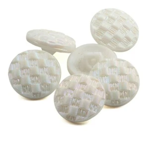 Lot (6) Vintage Tschechische Aurora Borealis Weiß Glas Knöpfe 18mm - Bild 1 von 2