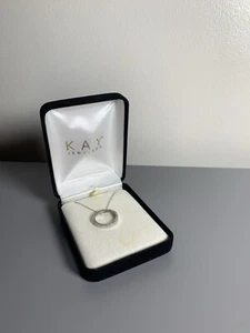 Kay Jewelers 10k White Gold and .25ct Diamond Eternity Circle Necklace 18" - Picture 1 of 7