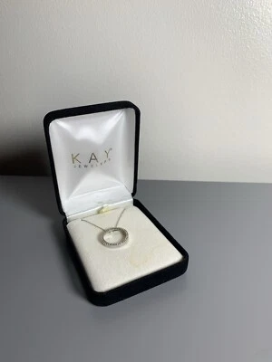 Kay Jewelers 10k White Gold and .25ct Diamond Eternity Circle Necklace 18"   - Image 1 of 4