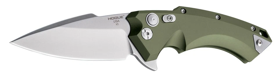 Cuchillos Hogue X5 3.5" punta de lanza caída CPM-154 OD aluminio verde 34571 Foto 1 de 1