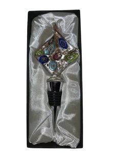 Tapón de vino de Murano de vidrio soplado a mano azul rojo rosa blanco tapón de botella - Imagen 1 de 6