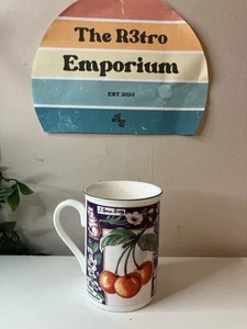 Fine Bone China Mug Cup Strawberry Flowers England Dandy Lines - Picture 1 of 9