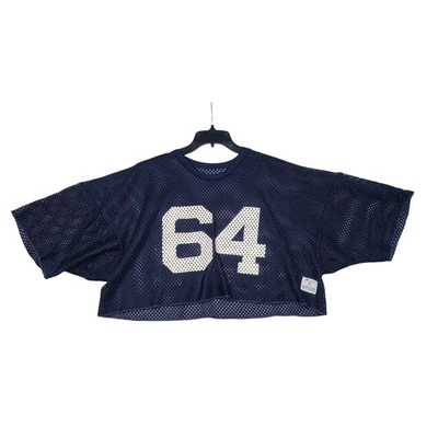 Vintage 80s Champion Blue Mesh Cropped Boxy #64 Football Jersey Size XL USA Made - Image 1 of 4
