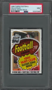 1988 Topps Football Cello Pack Joe Montana Top Steve Young Back PSA 9 MINT - Bild 1 von 2