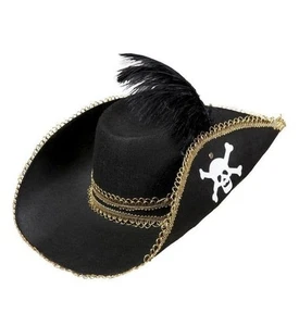 Unisex Pirate Hat With Skull And Feather - Picture 1 of 3