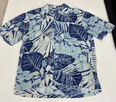 Camisa Jams World Para Hombre Mediana Azul Hawaiana Floral Abotonada Algodón Foto 1 de 4