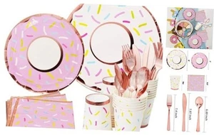 175Pcs Donut Plates and Napkins Party Supplies Two Sweet Birthday Decorations, - Picture 1 of 8