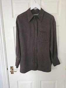 Mint Velvet Brown Shirt Size Medium  P2P 22" Long Sleeves Soft Feel Classic - Picture 1 of 10
