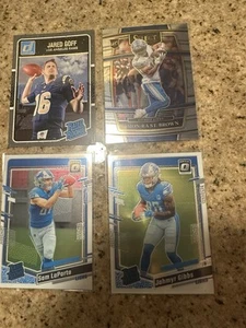Jared Goff Donruss Rated Rookie Optic Jahmyr Gibbs Sam La Porta RC Amon St Brown - Picture 1 of 24