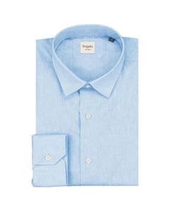Bagutta Linen Dress Shirt Classic Style Men Light Blue - Picture 1 of 4