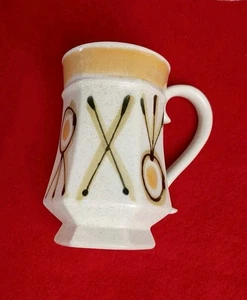 Mid Century Modern Atomic Coffee Mug /Tea Cup Hand Painted Earthenware 4.5" 8oz - Picture 1 of 13