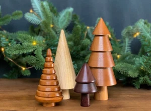 Madera Árboles Conjunto De 4 de Navidad,Vacaciones Decoración,Navidad Decoración - Imagen 1 de 7