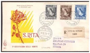 FDC Venetia Club Vatican 1956 - Santa Rita of Cascia Viaggiata Racc - Picture 1 of 1