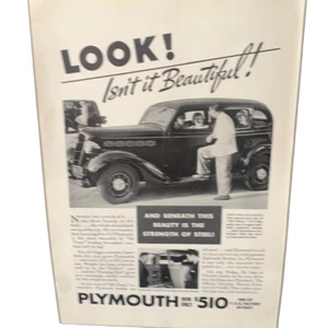 Vintage 1935 Plymouth Look Isn’t it Beautiful Ad Advertisement - Picture 1 of 4