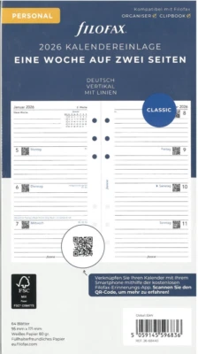 Filofax Kalendereinlage Personal /1 Woche /2 Seiten deutsch 2026 Art. 26-68440