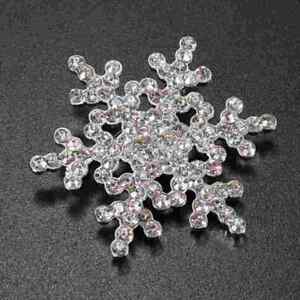 Christmas Wedding Silver Snowflake Diamante Brooch Rhinestone Crystal Broach Pin