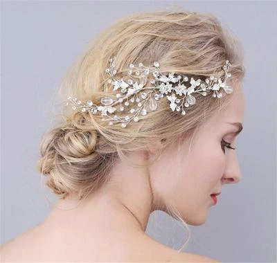 Argento Brillantini Copricapo Abito da Sposa Pettine Cristallo Matrimonio Festa - Immagine 1 di 4