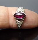 Handmade 925 Sterling Silver Boho Style Real Garnet Stone Ring Size L M or P