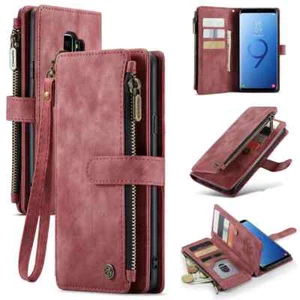 For Samsung Galaxy S9 Plus Handbag Zip Wallet Case Leather Magnetic Phone Bag - Picture 1 of 16
