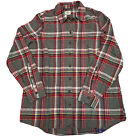 Marine Layer Viola Small Relaxed Flannel Button Up Shirt Red Grey Blue Green