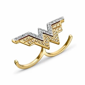 Swarovski Wonder Woman Double Ring 5502819 Gold Tone Size 6 -7 52-55 New NO BOX - Picture 1 of 4