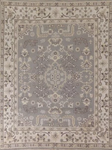Area Rug 8x10 ft.Gray Floral Oushak Oriental Hand-Knotted Wool Living Room Rug - Picture 1 of 12
