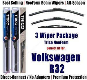 3-Pack Wipers Front & Rear NeoForm fit 2004 Volkswagen R32 16210/190/30130