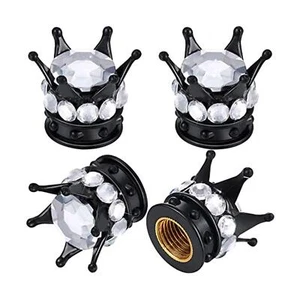 Silver Crown Purple Diamond Car Tire Tyre Valve Dust Caps Covers Set 4 W7S3 - Picture 1 of 15