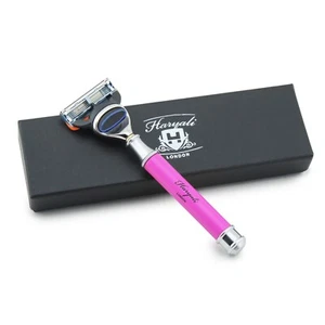 Haryali London 5 Borde Cuchilla Afeitado Rosa Color Mango Calidad Premium - Picture 1 of 9