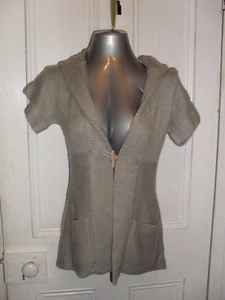 Rivers size 8 acrylic grey knit button cardigan short sleeved hooded - Picture 1 of 9