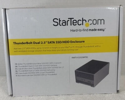 Startech ThunderBolt Dual 2.5in SATA SSD/HDD Enclosure Up To 12.5mm In Height - Image 1 of 4